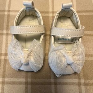 Carter's Cream Baby Dress Shoes with Mesh Bow